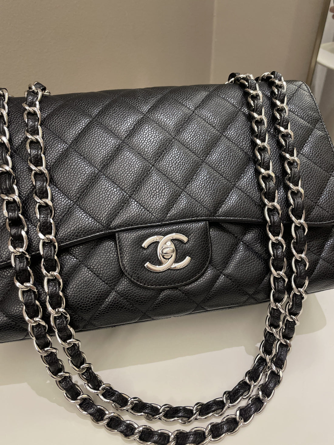 Chanel Classic Quilted Jumbo Single Flap Black Caviar