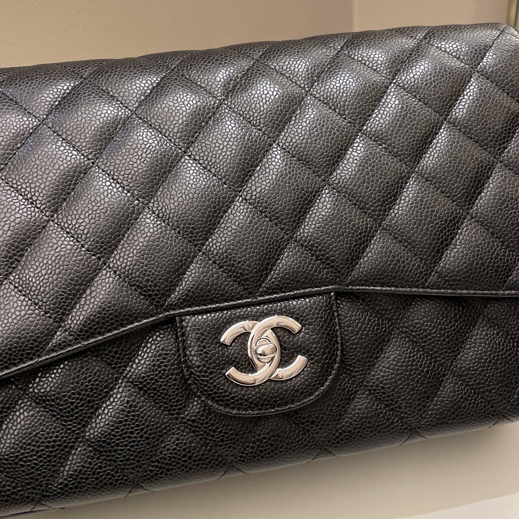 Chanel Classic Quilted Jumbo Single Flap Black Caviar