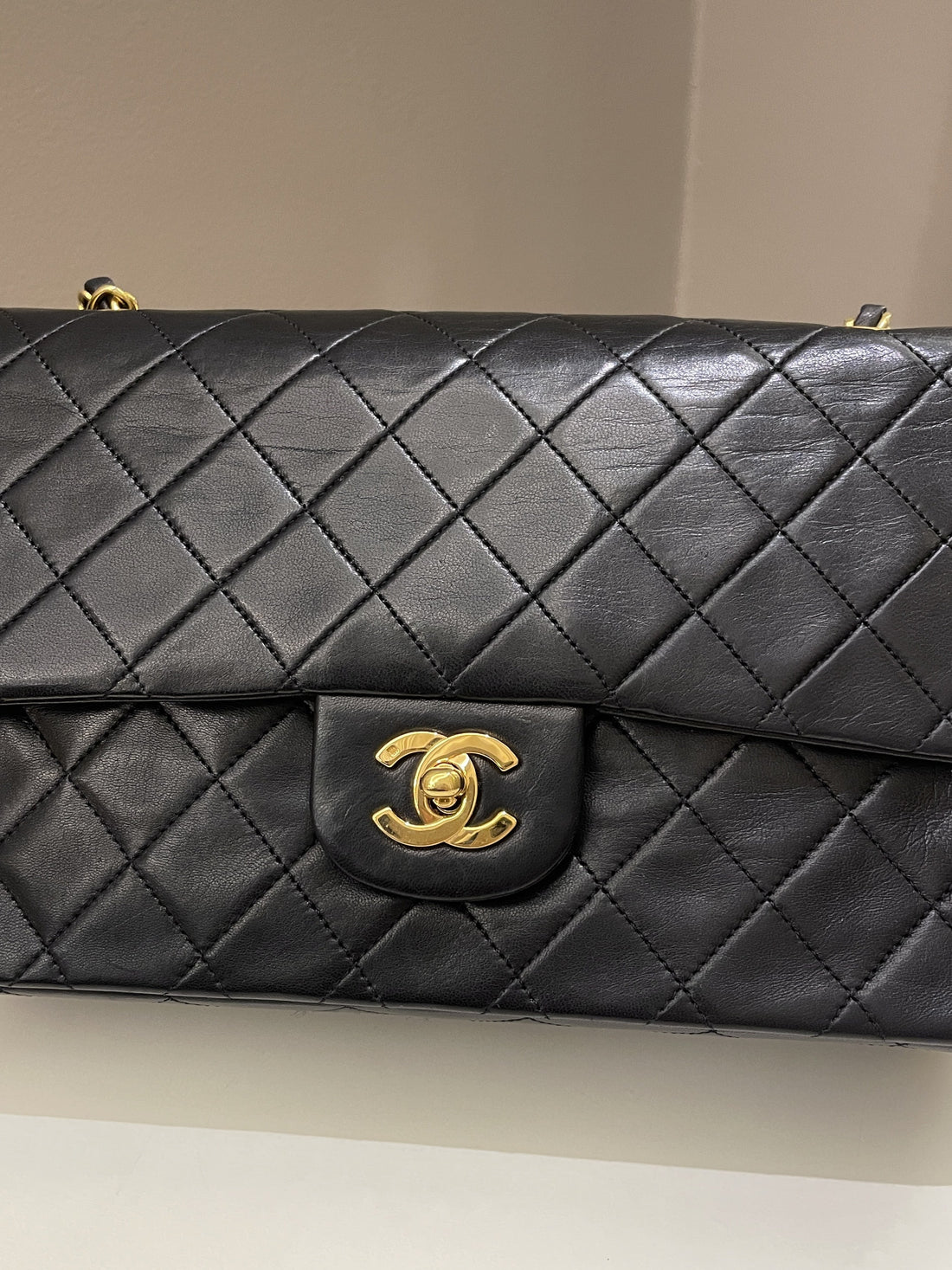 Chanel Vintage Classic Quilted Medium Double Flap Black Lambskin