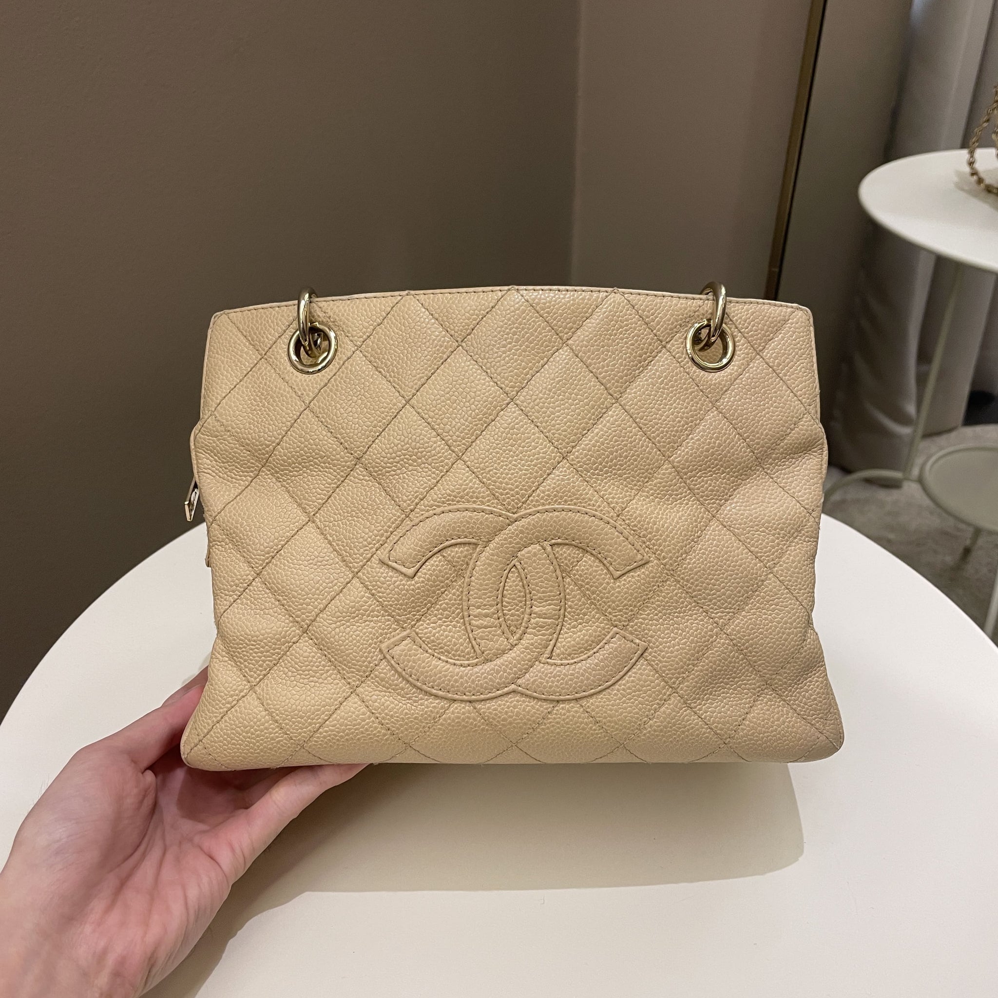 Chanel Petite Timeless Tote PTT Beige Caviar