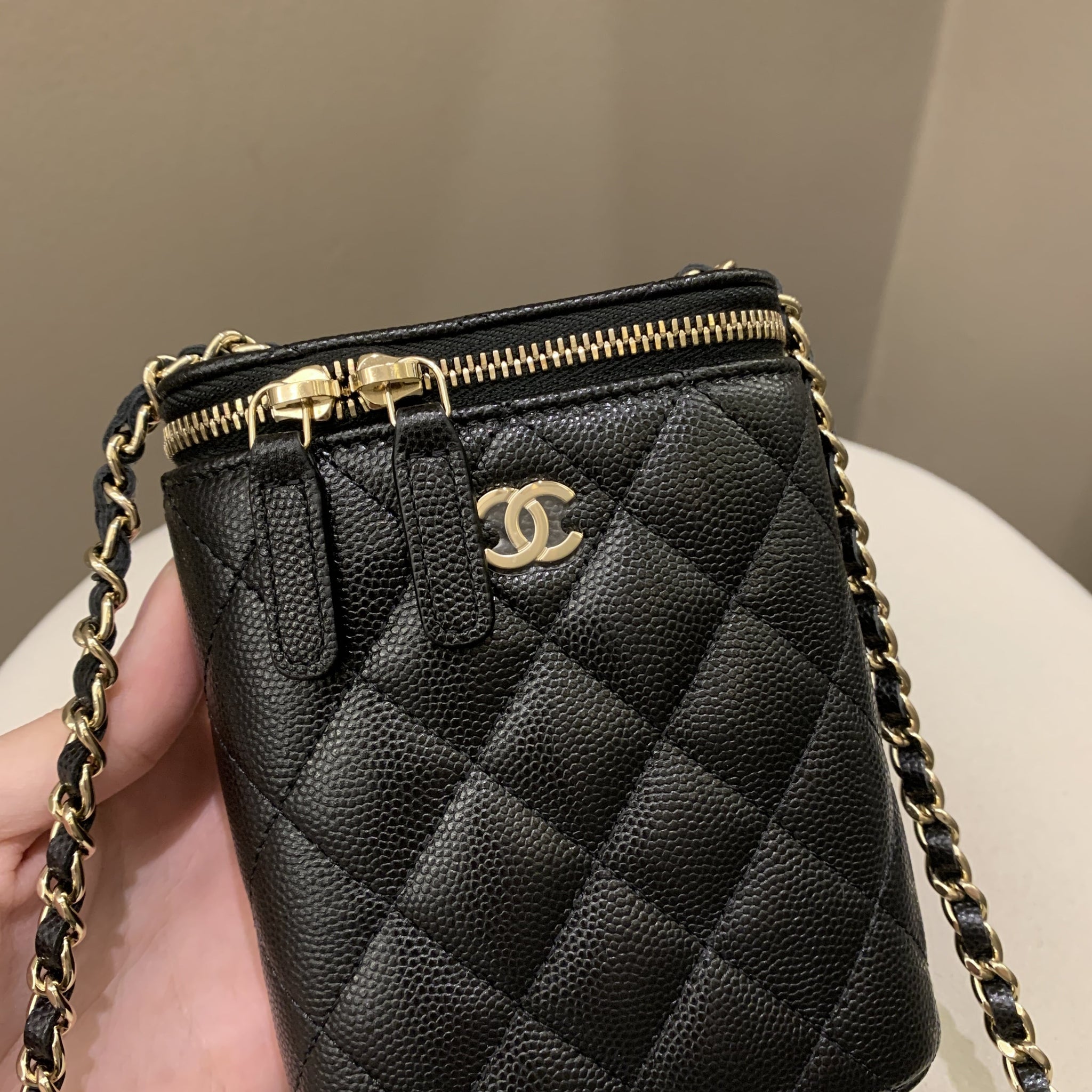 Chanel 22C Quilted Vanity Vertical Black Caviar
