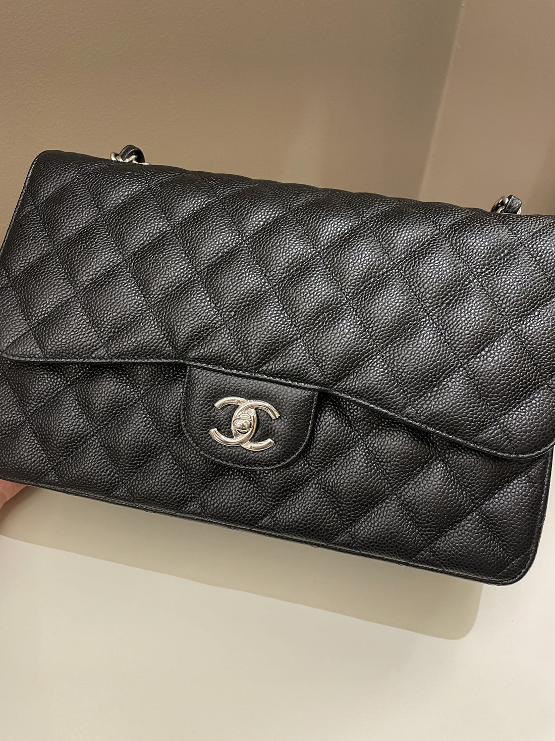 Chanel Classic Quilted Jumbo Double Flap Black Caviar