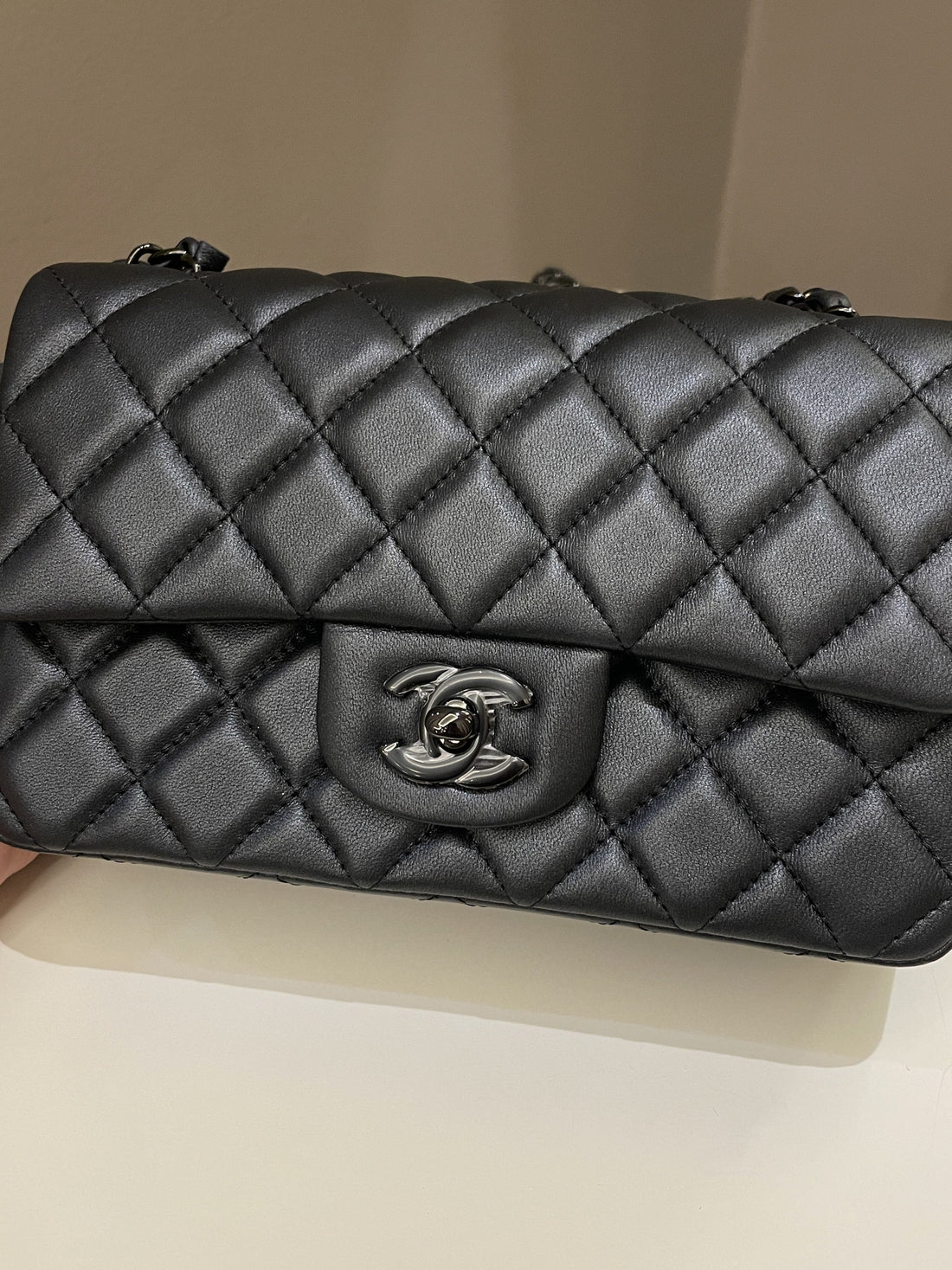 Chanel 23B Classic Quilted So Black Mini Rectangular Black Lambskin