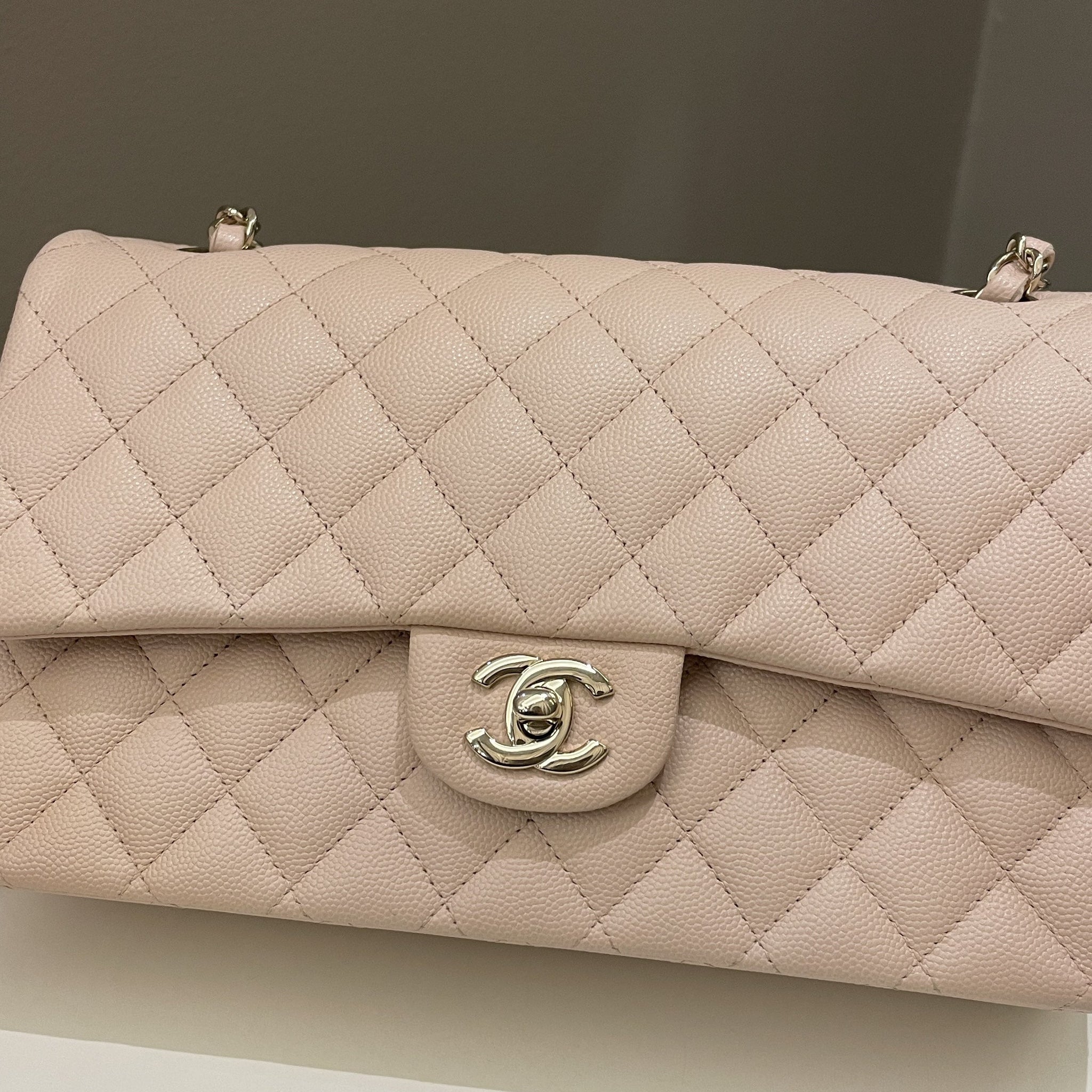 Chanel Classic Quilted Medium Double Flap Beige Caviar