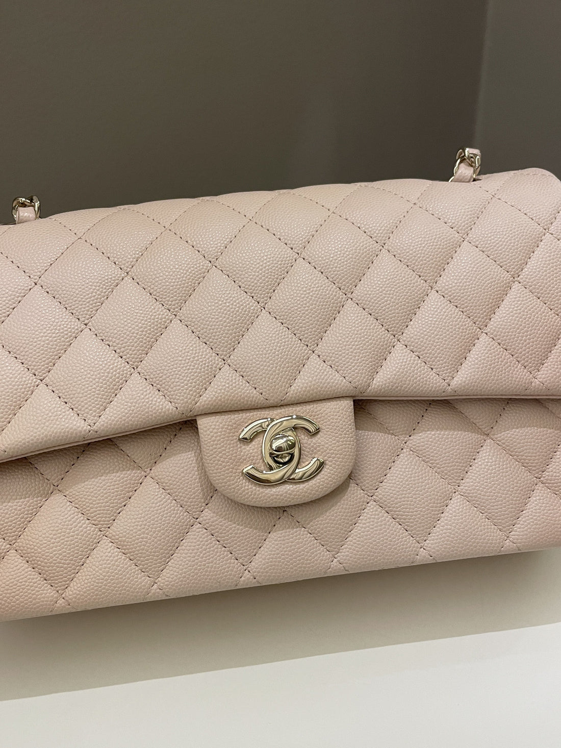 Chanel Classic Quilted Medium Double Flap Beige Caviar