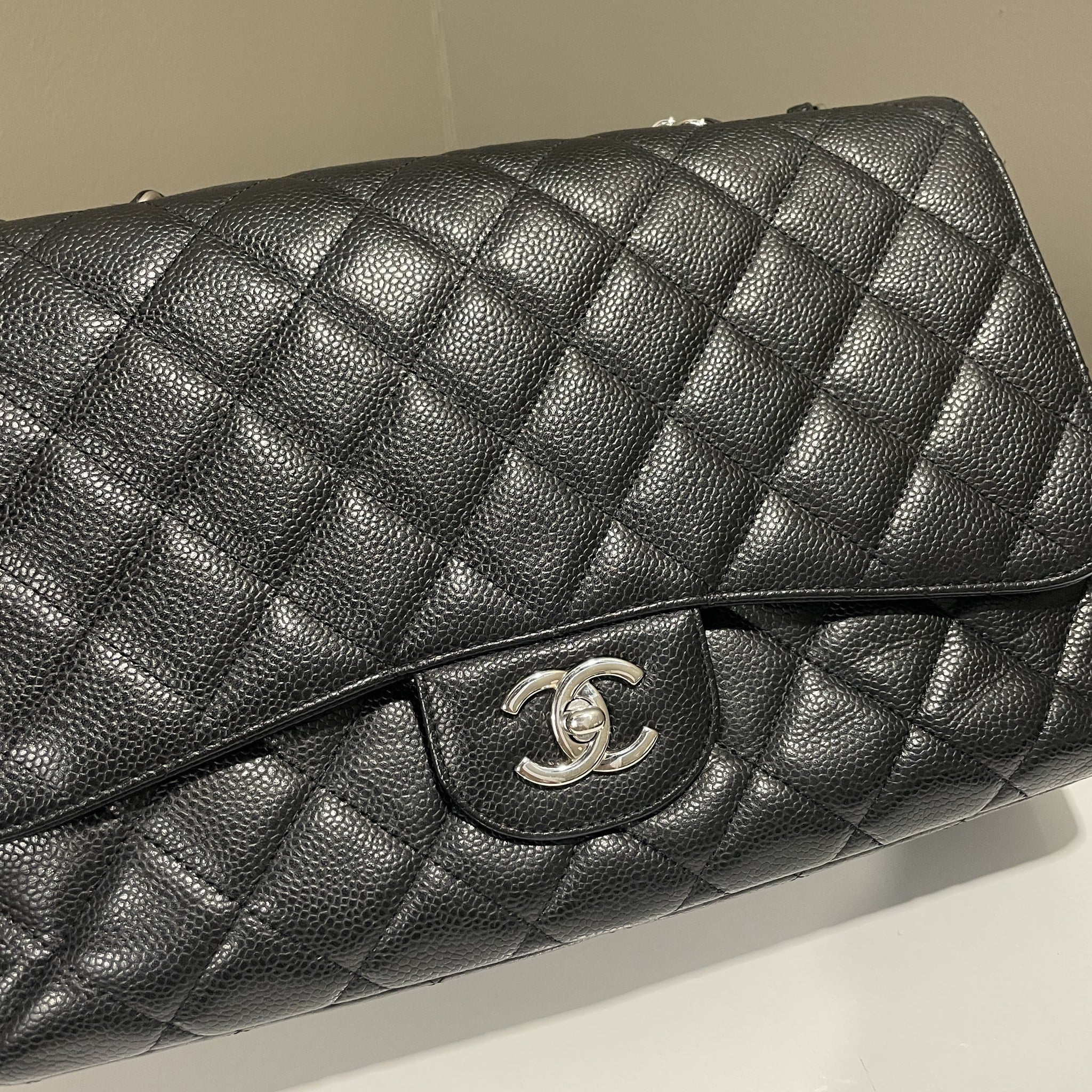 Chanel Classic Quilted Jumbo Single Flap Black Caviar