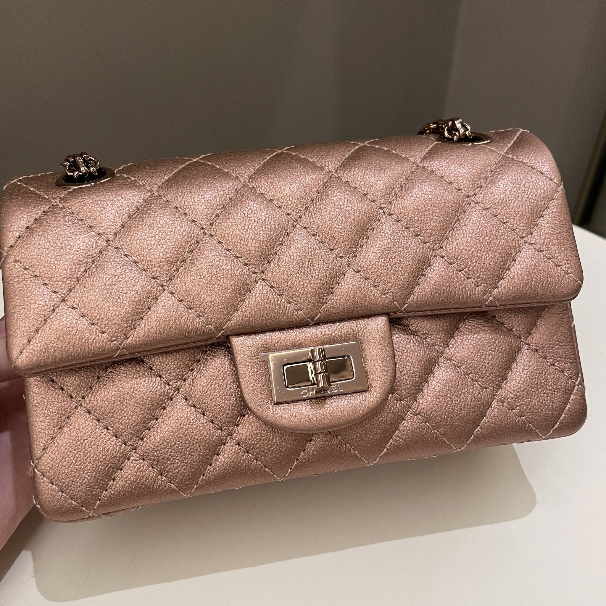 Chanel Classic 2.55 Quilted Mini Reissue Rose Gold Calfskin