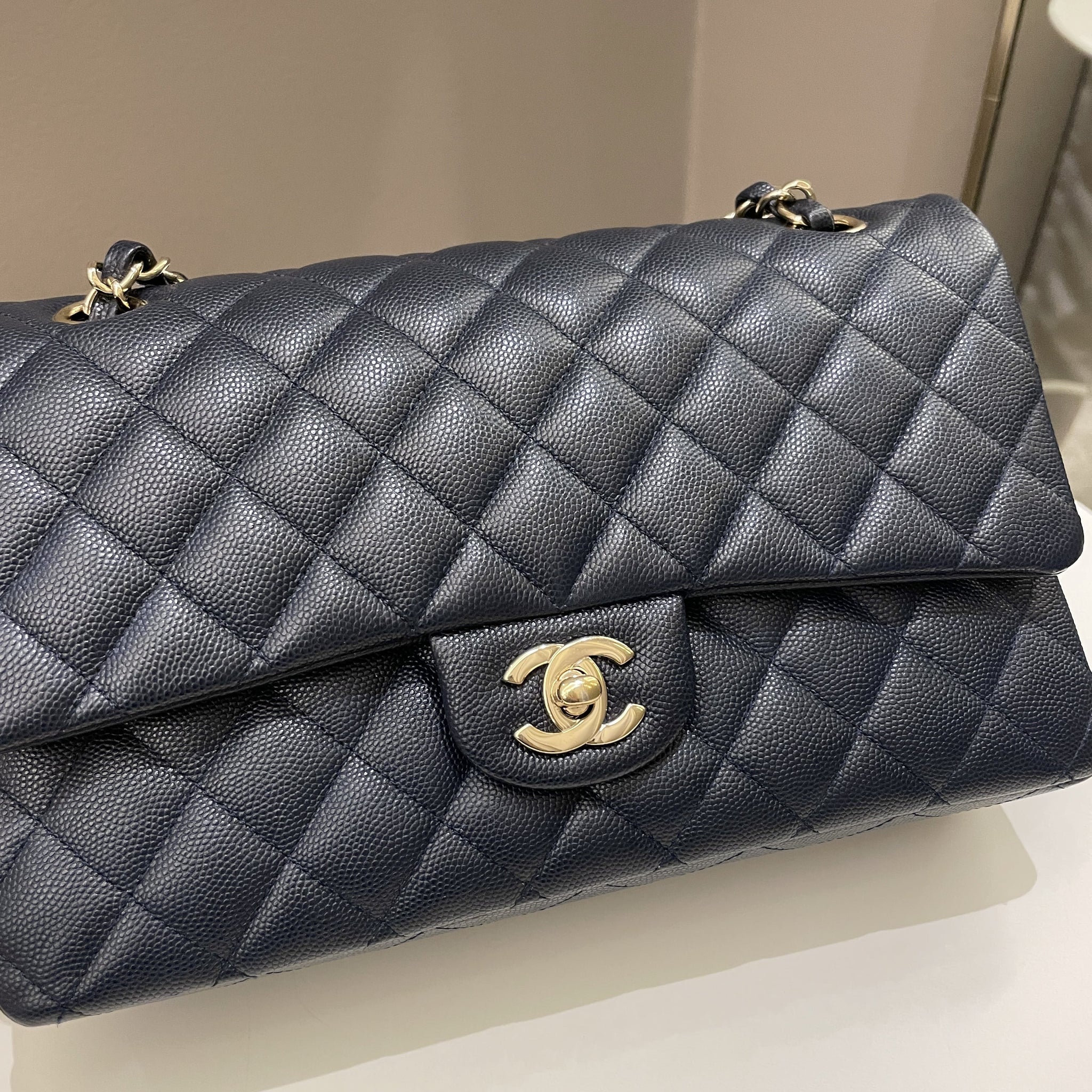 Chanel Classic Quilted Medium Double Flap Midnight Blue Caviar