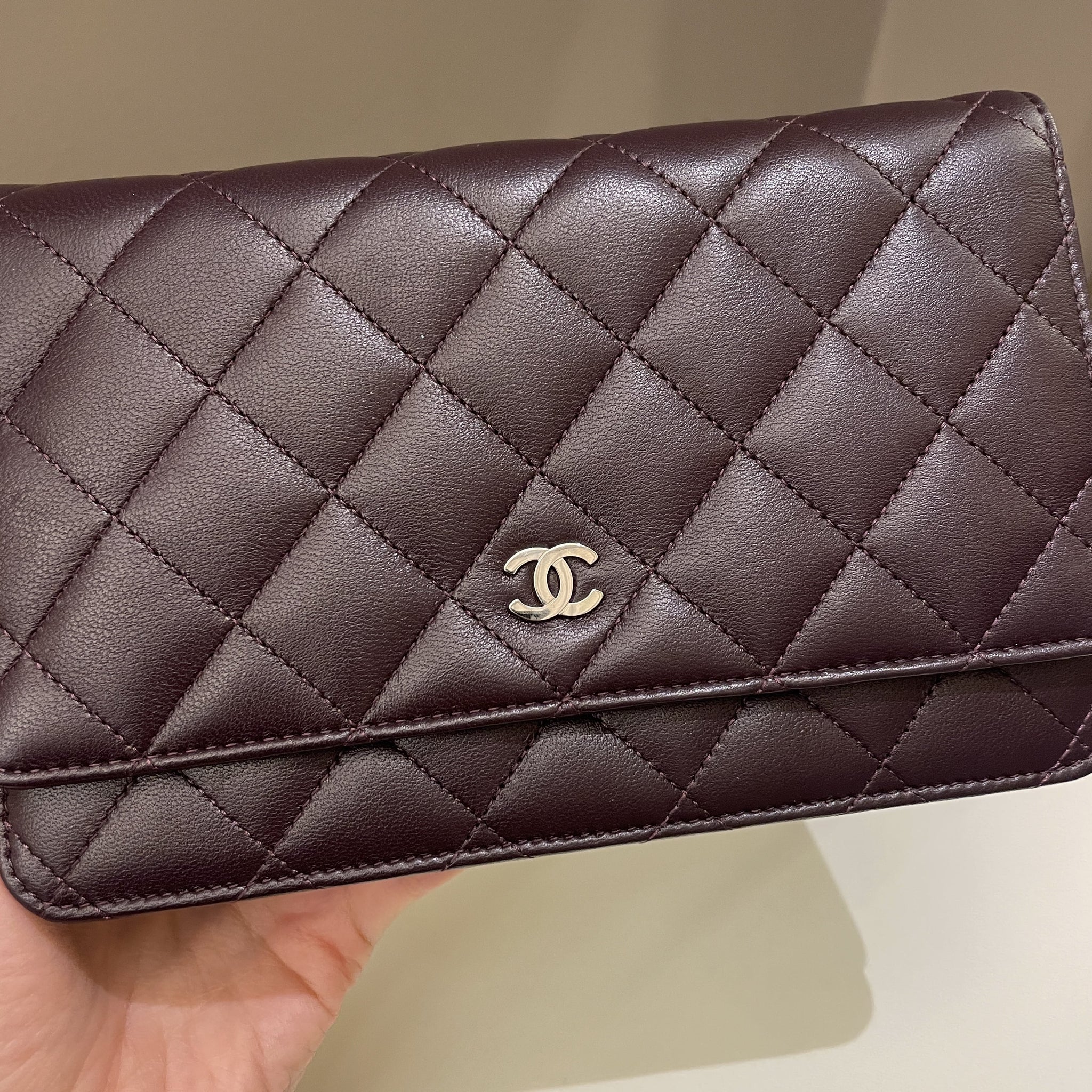 Chanel Classic Quilted Wallet On Chain Dark Burgundy