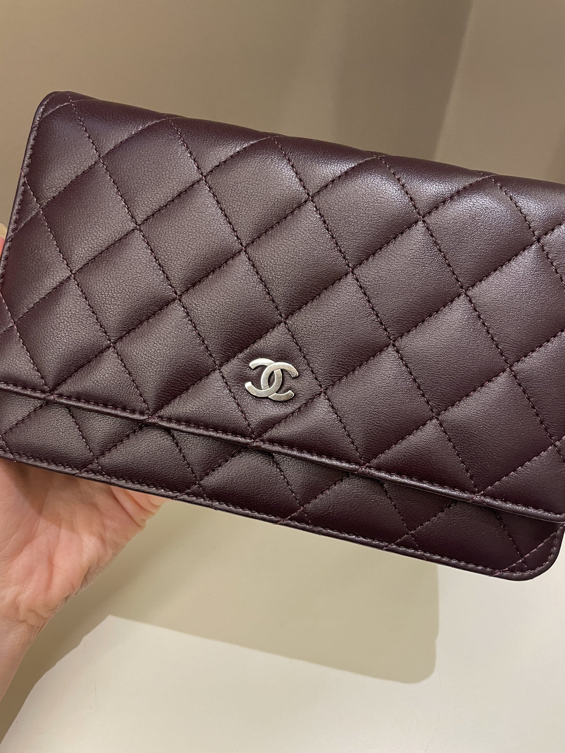 Chanel Classic Quilted Wallet On Chain Dark Burgundy