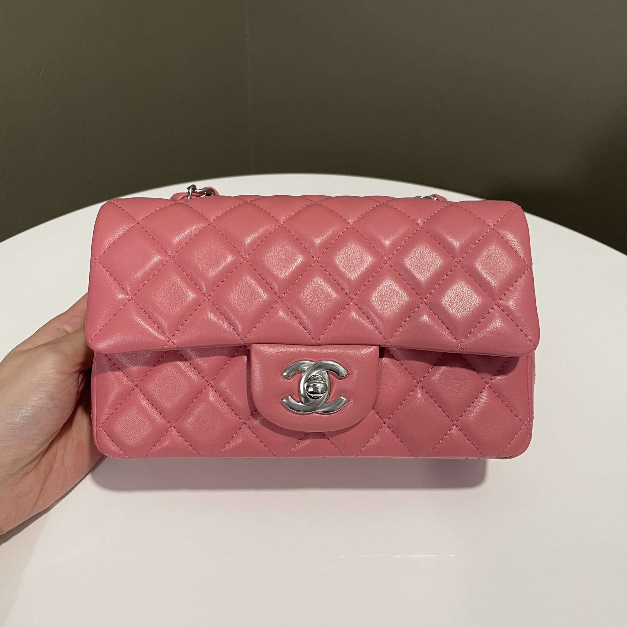 Chanel 23B Quilted Mini Rectangular Pink Lambskin