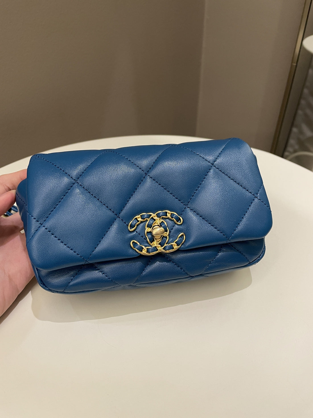 Chanel 19 Waist Belt Flap Bag Turquoise Lambskin
