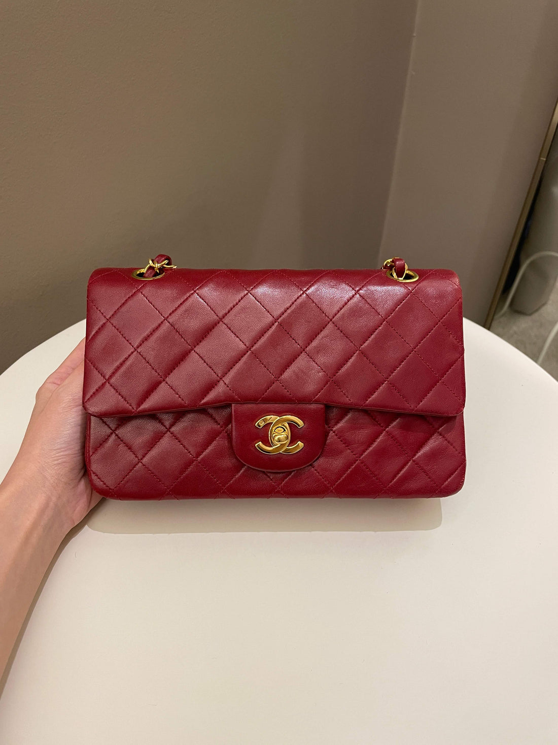 Chanel Vintage Classic Small Double Flap Red Lambskin