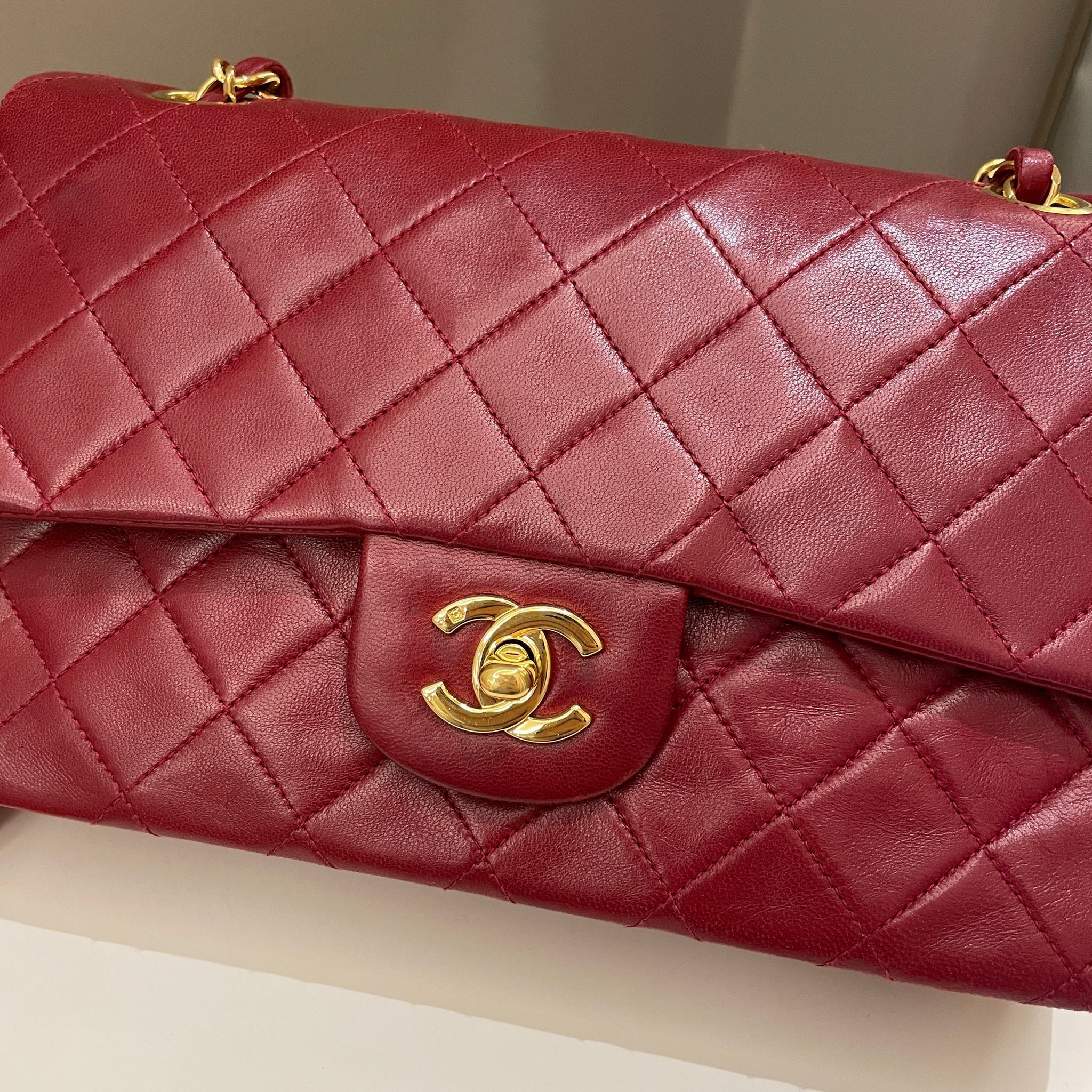 Chanel Vintage Classic Small Double Flap Red Lambskin