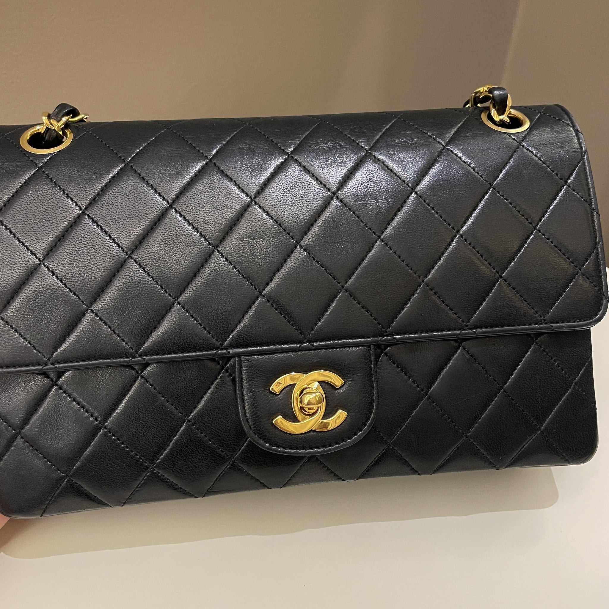 Chanel Vintage Classic Quilted Medium Double Flap Black Lambskin