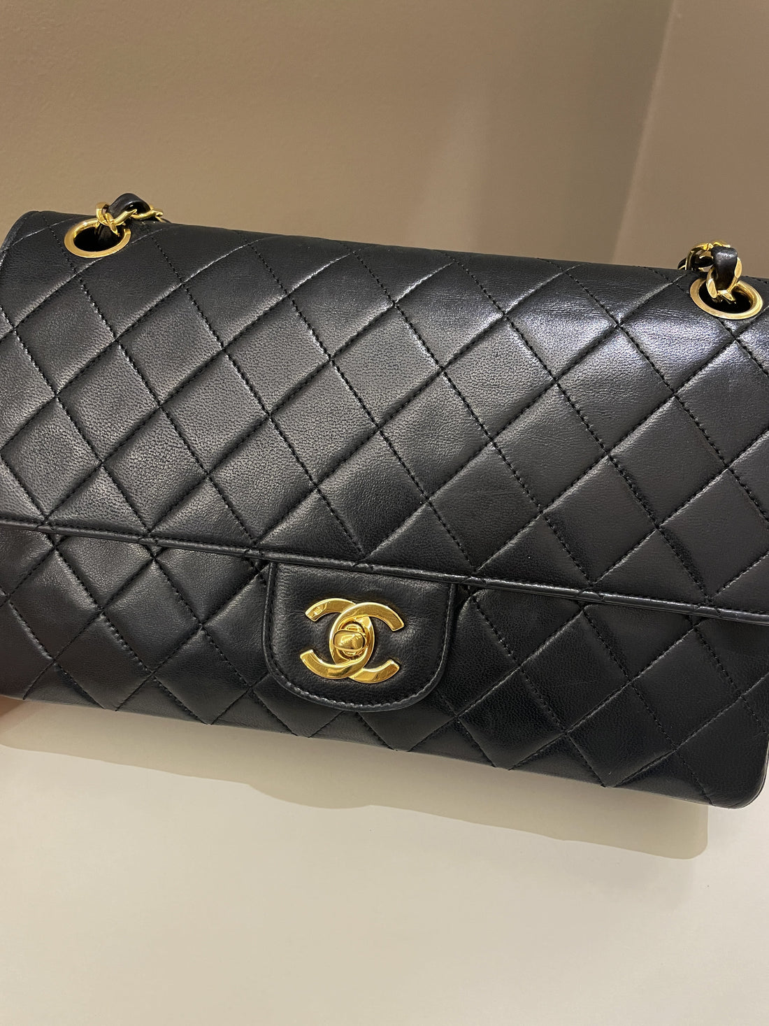 Chanel Vintage Classic Quilted Medium Double Flap Black Lambskin