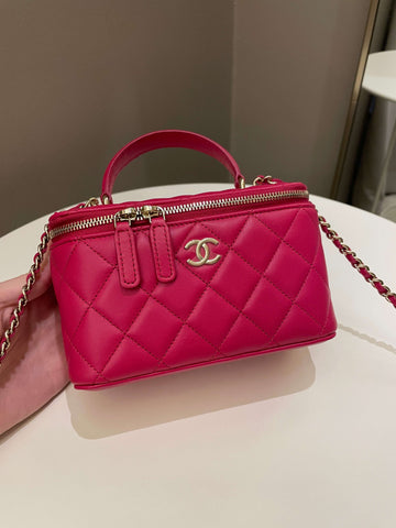 Chanel 21K Top Handle Vanity Rectangular Dark Rose Lambskin