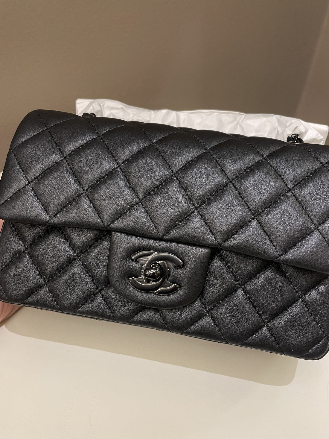 Chanel Classic So Black Quilted Mini Rectangular Black