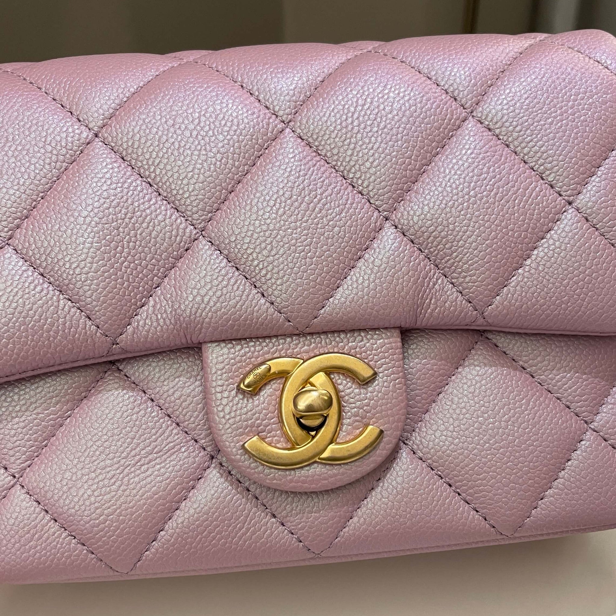 Chanel 21K My Perfect Mini Flap Bag Iridescent Pink Lilac Caviar