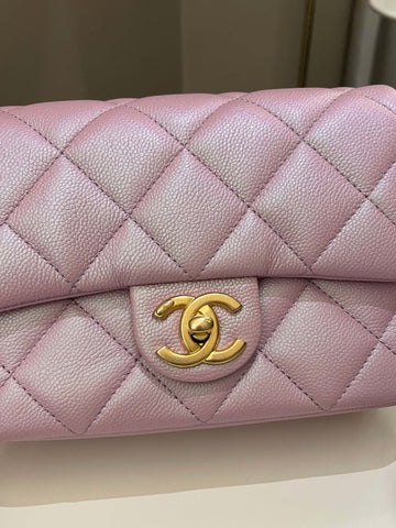 Chanel 21K My Perfect Mini Flap Bag Iridescent Pink Lilac Caviar