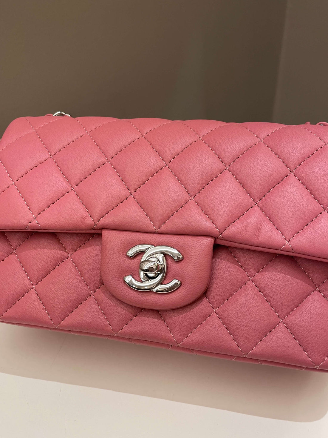 Chanel Classic Quilted Mini Rectangular Mauve Pink Lambskin