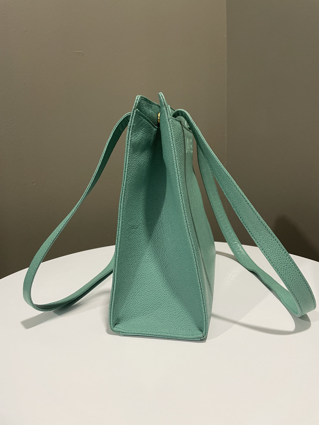 Chanel Vintage Shoulder Tote Bag Mint Caviar