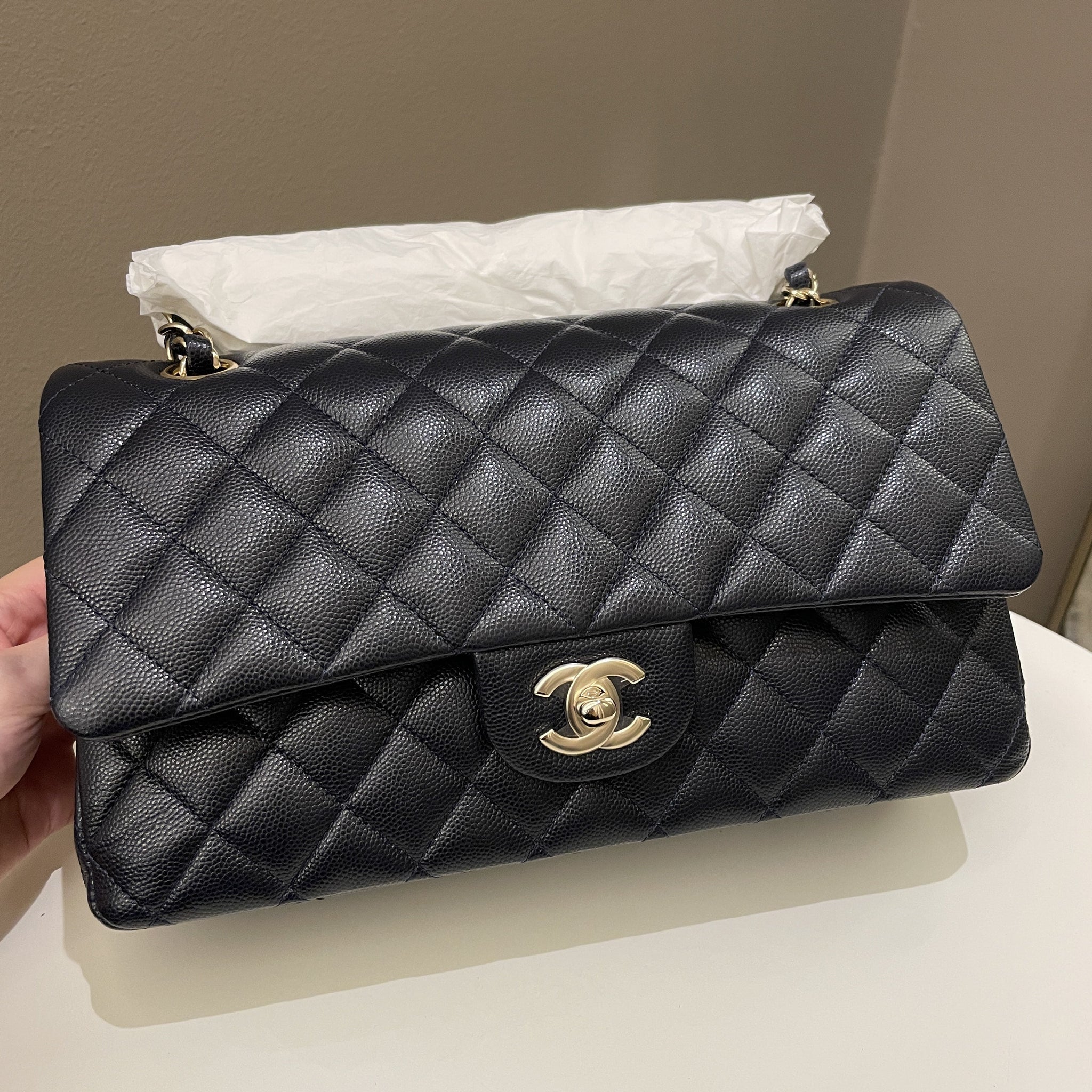 Chanel Classic Quilted Medium Double Flap Midnight Blue Caviar