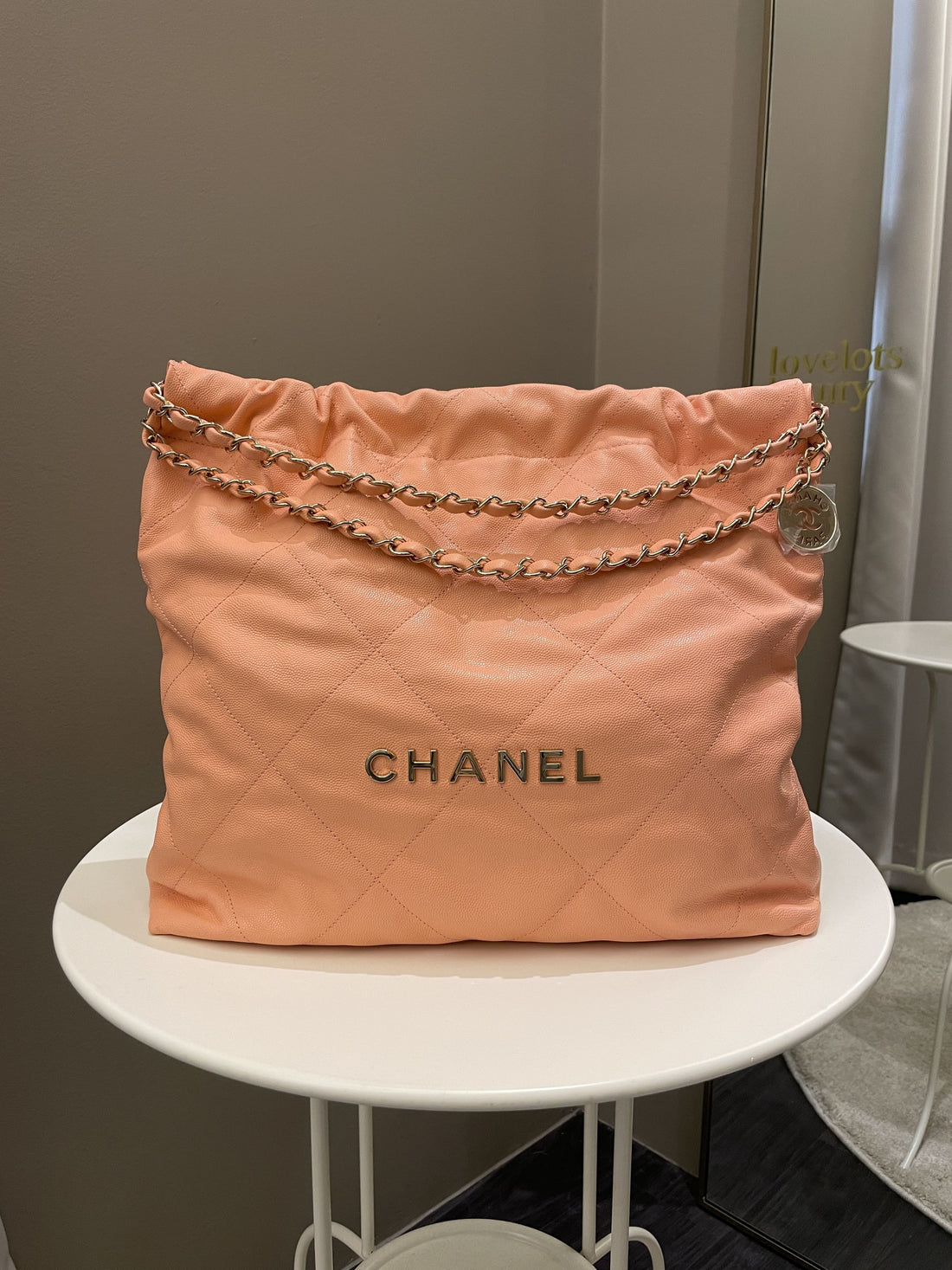 Chanel 22 Medium  Orange Claire Caviar
