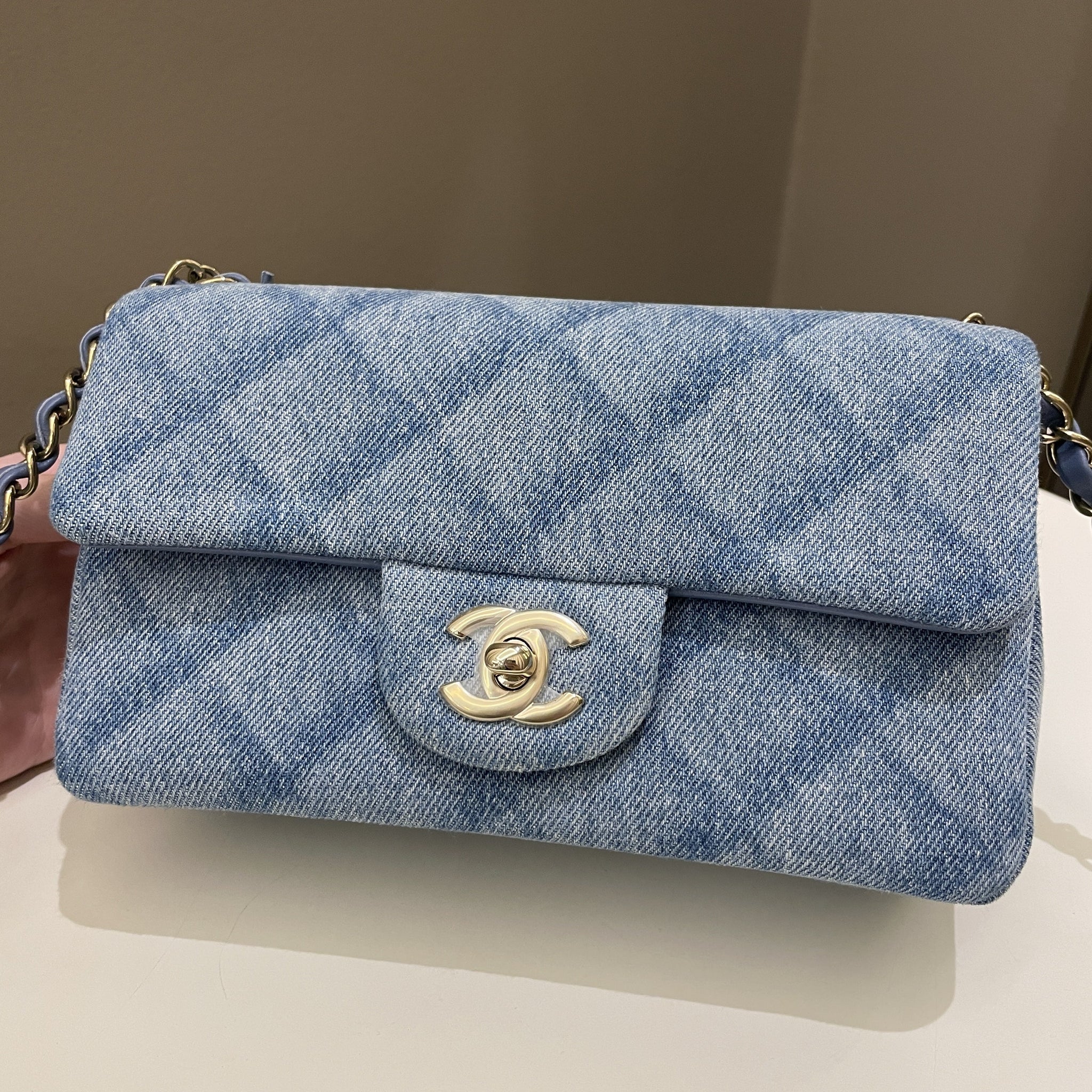 Chanel Classic Quilted Mini Rectangular Blue Denim