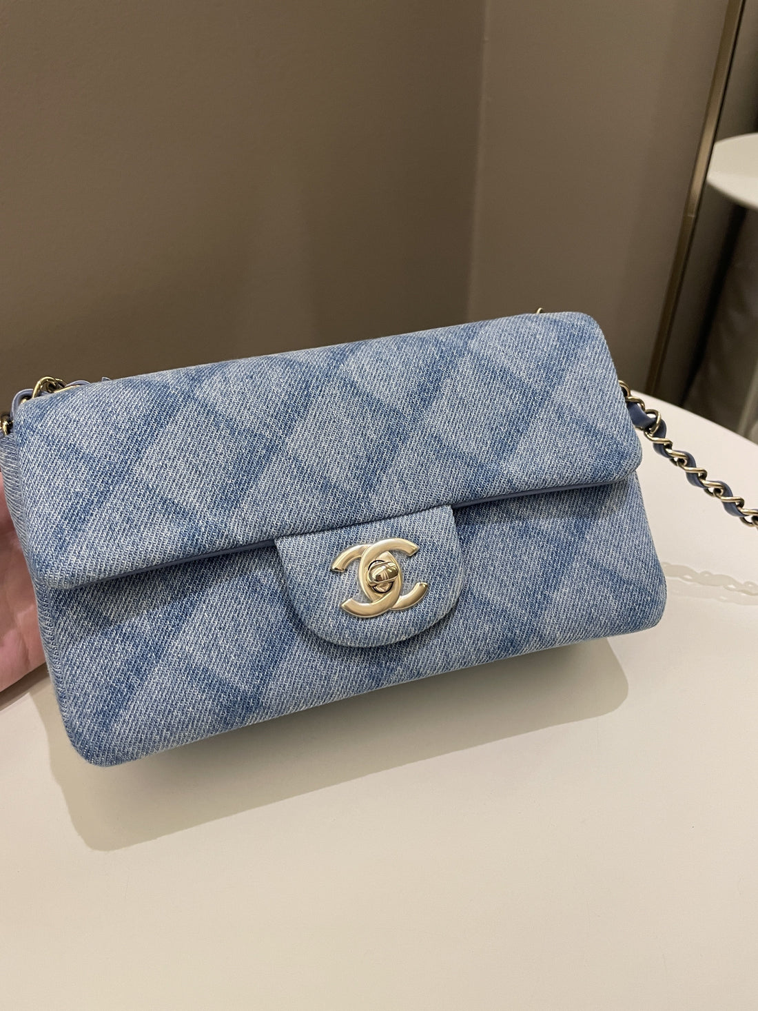 Chanel Classic Quilted Mini Rectangular Blue Denim