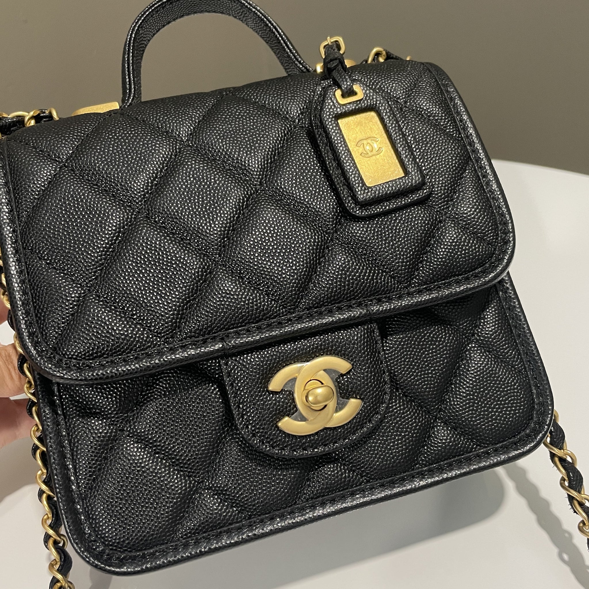 Chanel 22K Flap with Top Handle Black Caviar