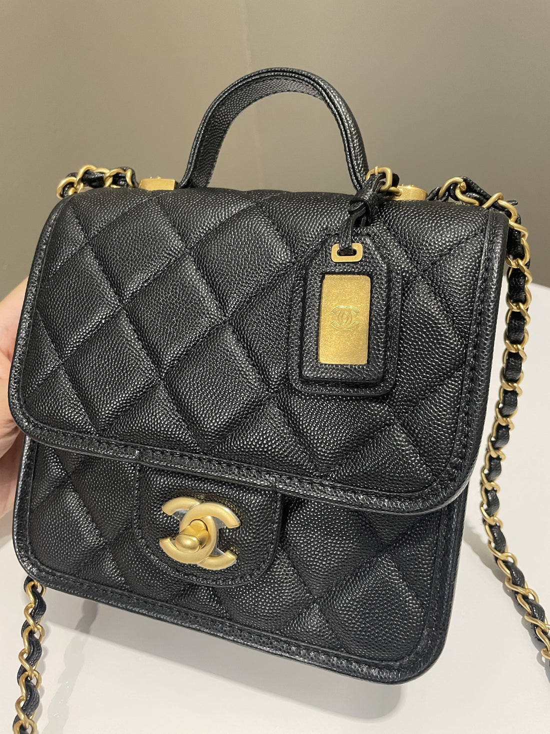 Chanel 22K Flap with Top Handle Black Caviar