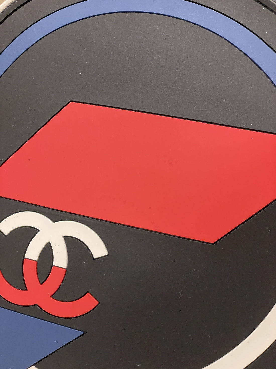 Chanel Airlines Round Crossbody Bag Black, Blue, Red, White Canvas and Rubber