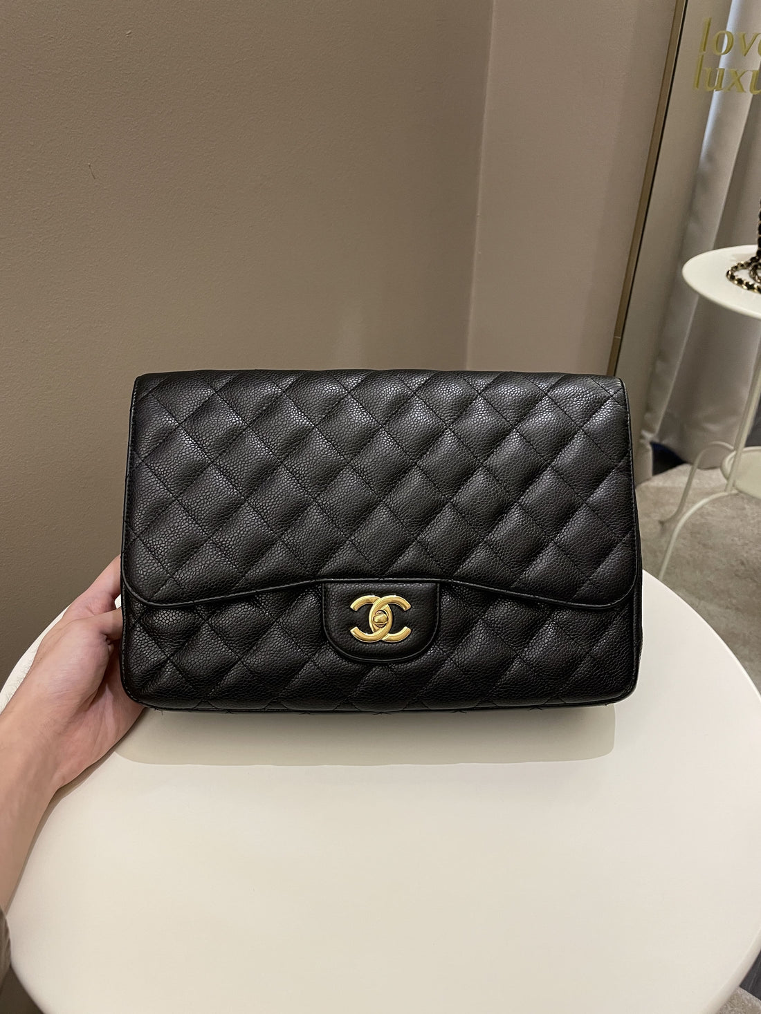 Chanel Classic Quilted Jumbo Single Flap Black Caviar