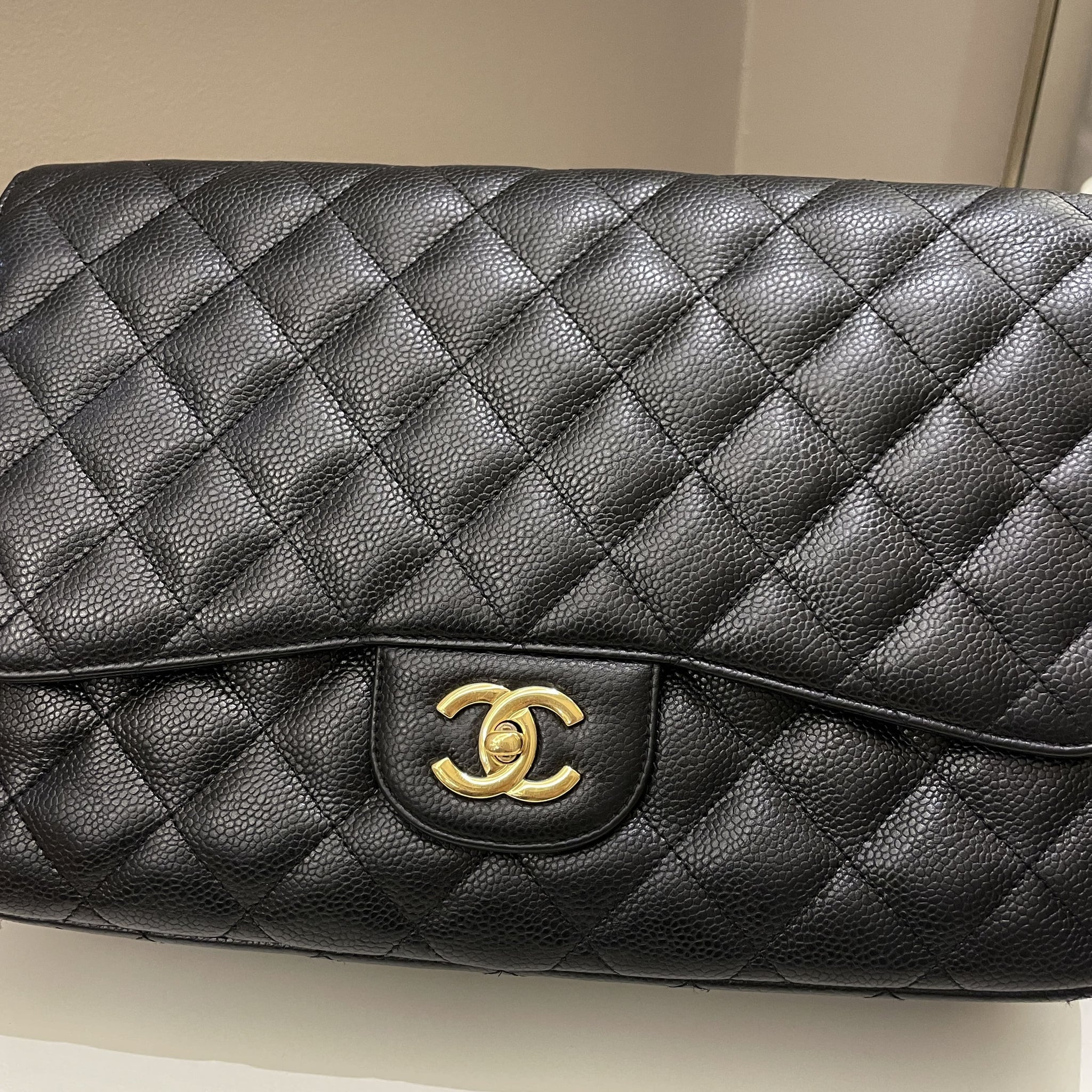 Chanel Classic Quilted Jumbo Single Flap Black Caviar