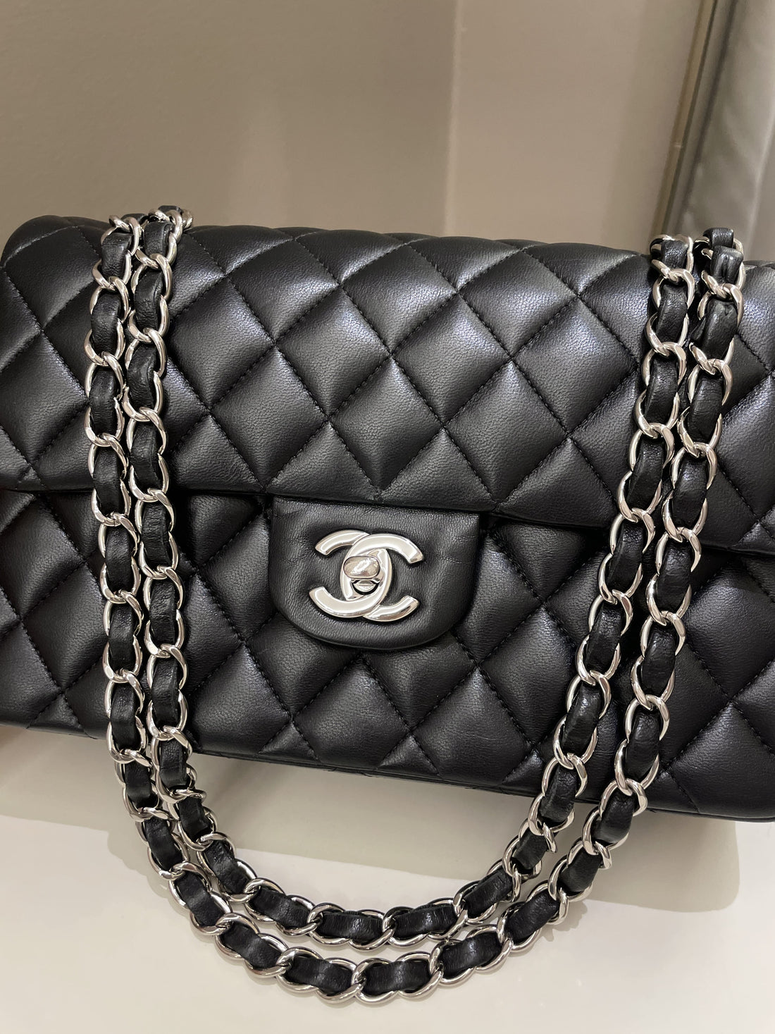 Chanel Classic Quilted Small Double Flap Black Lambskin