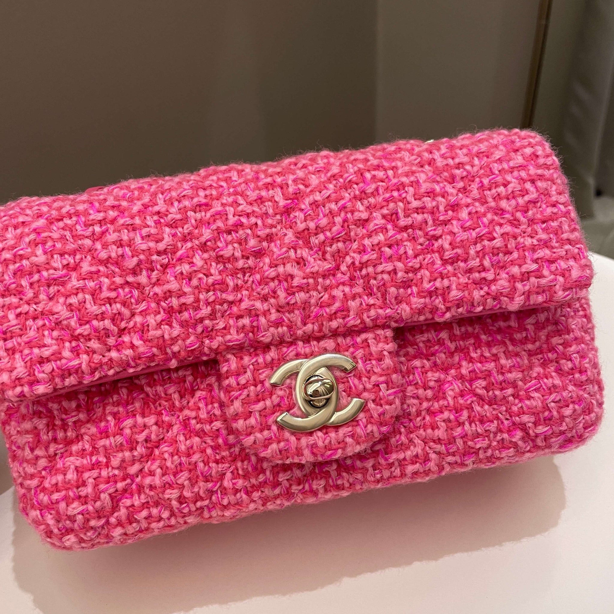Chanel Classic Mini Rectangular Pink Tweed