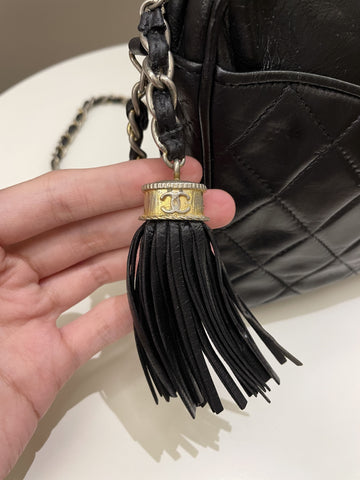 ??Chanel Vintage Camera Bag Tassle Black Lambskin
