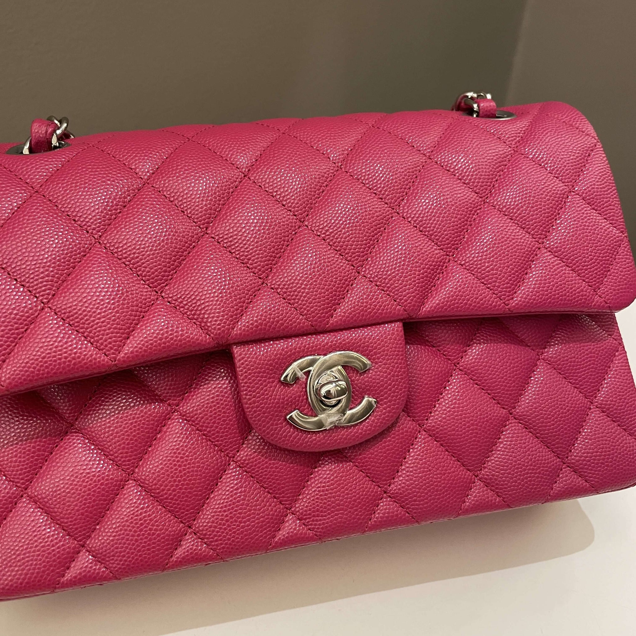Chanel Classic Quilted Small Double Flap Rose Fuschia Caviar
