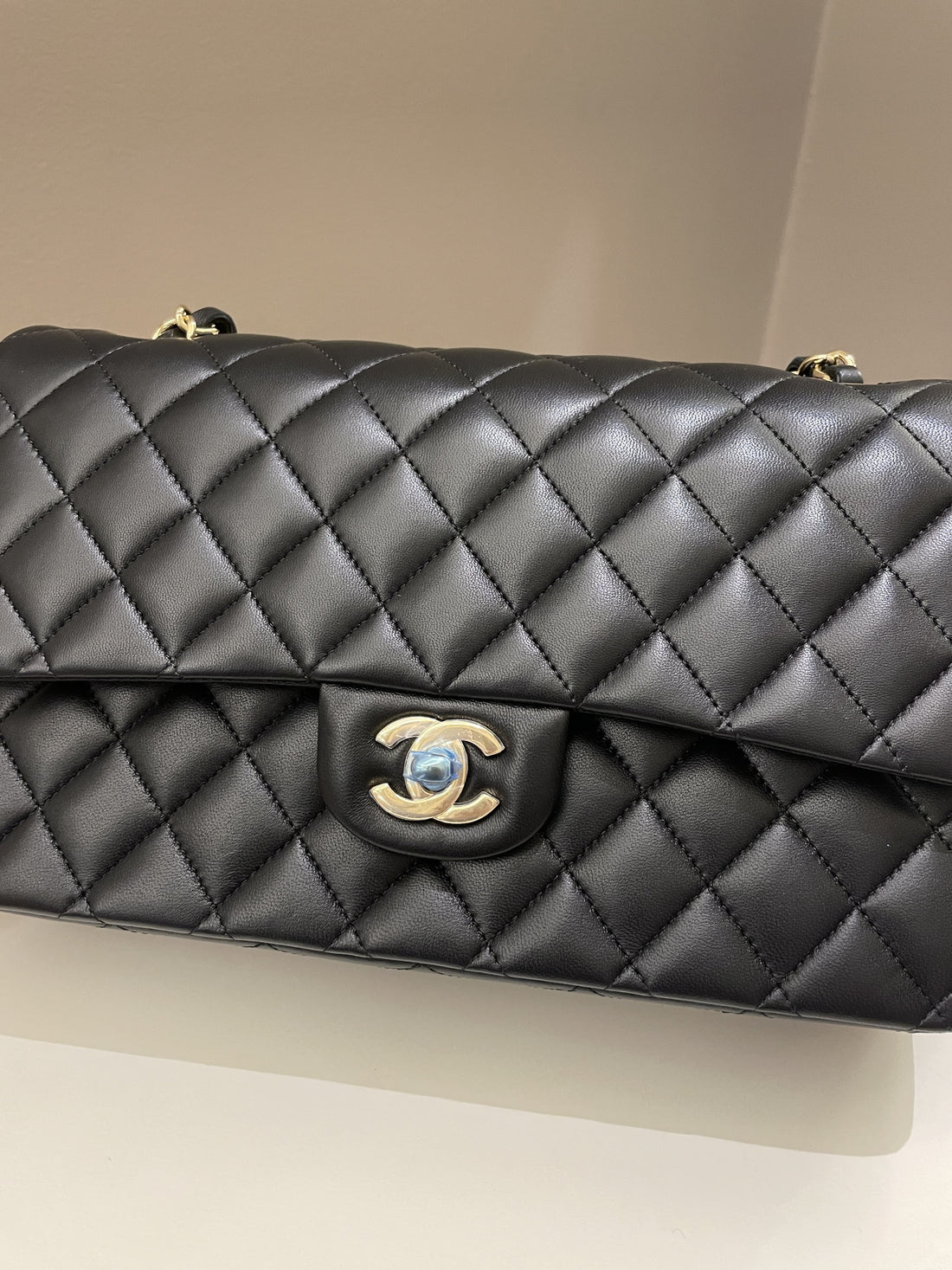 Chanel Classic Quilted Medium Double Flap Black Lambskin