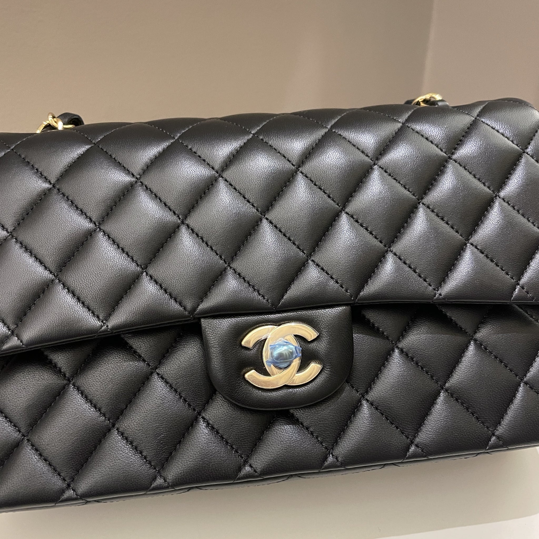 Chanel Classic Quilted Medium Double Flap Black Lambskin