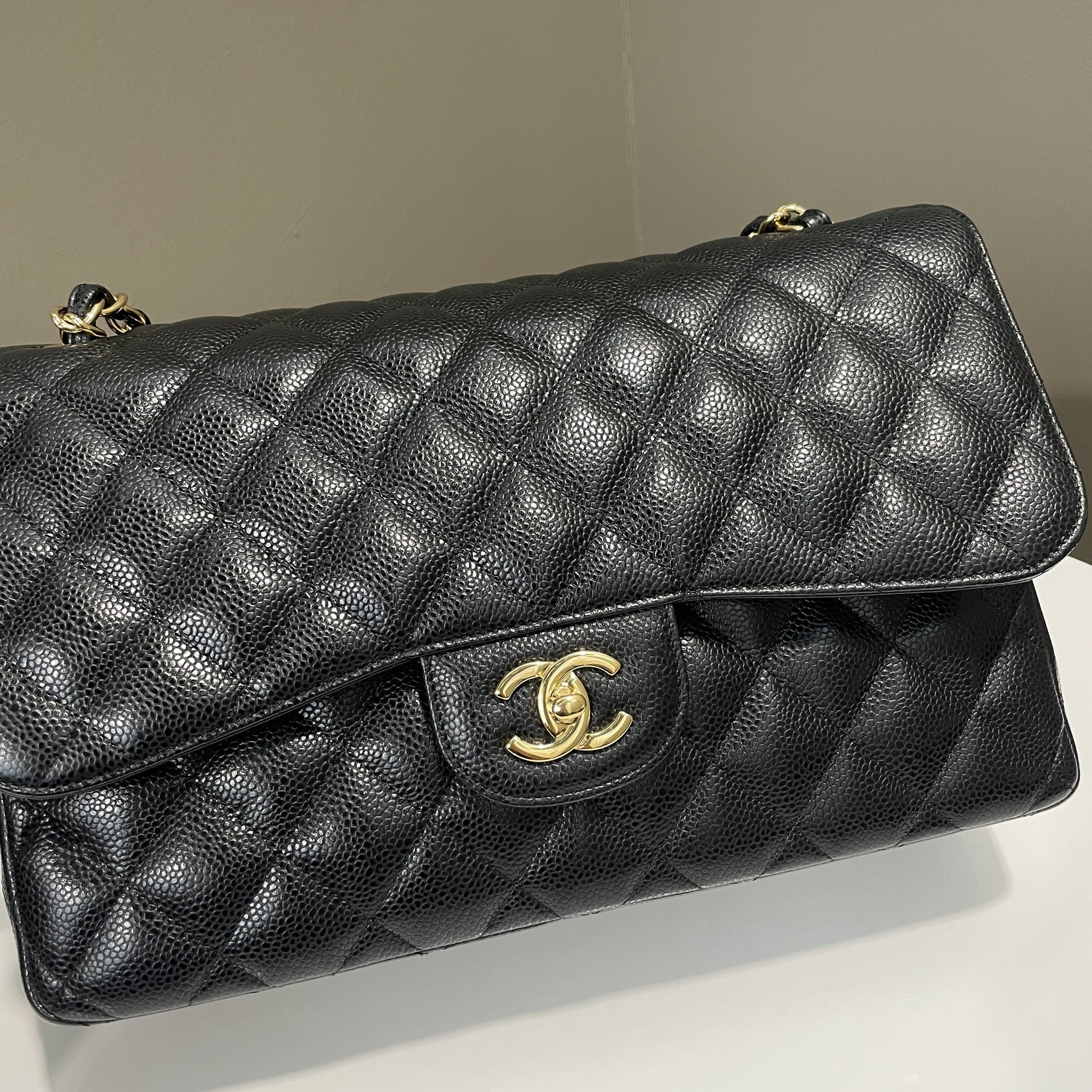 Chanel Classic Quilted Jumbo Double Flap Black Caviar