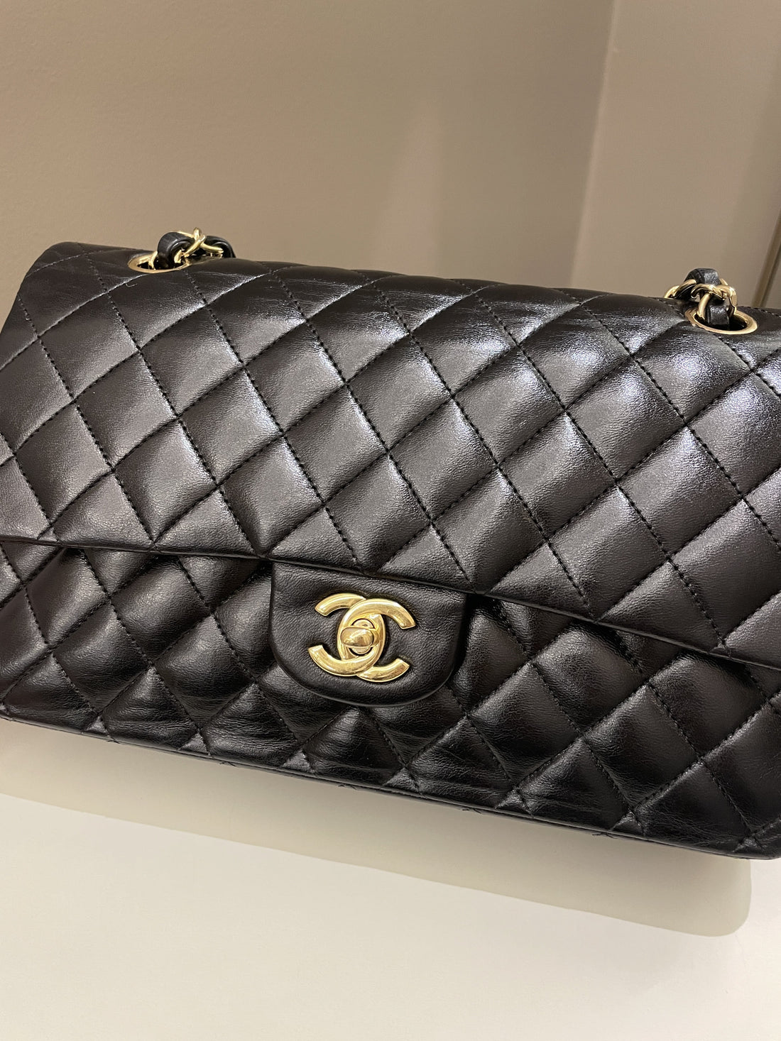 Chanel Classic Quilted Medium Double Flap Black Lambskin