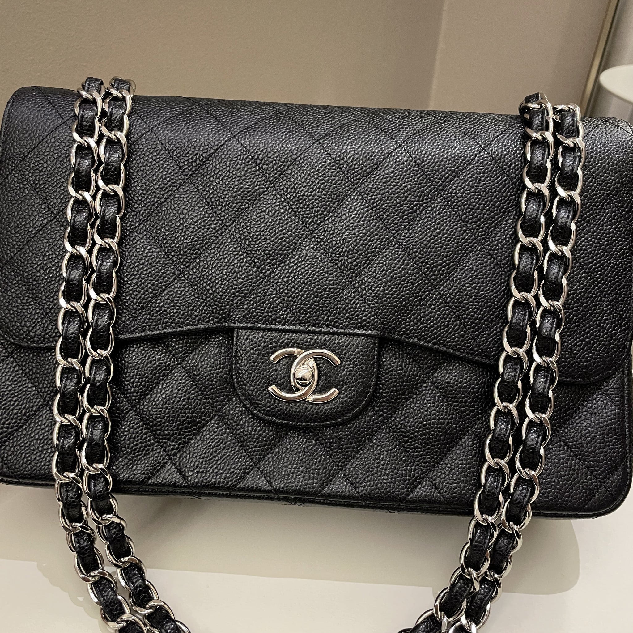 Chanel Classic Quilted Jumbo Double Flap Black Caviar