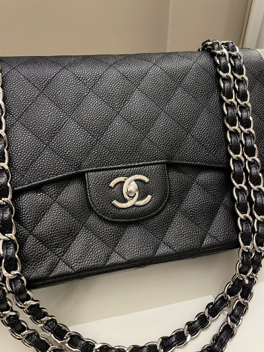 Chanel Classic Quilted Jumbo Double Flap Black Caviar