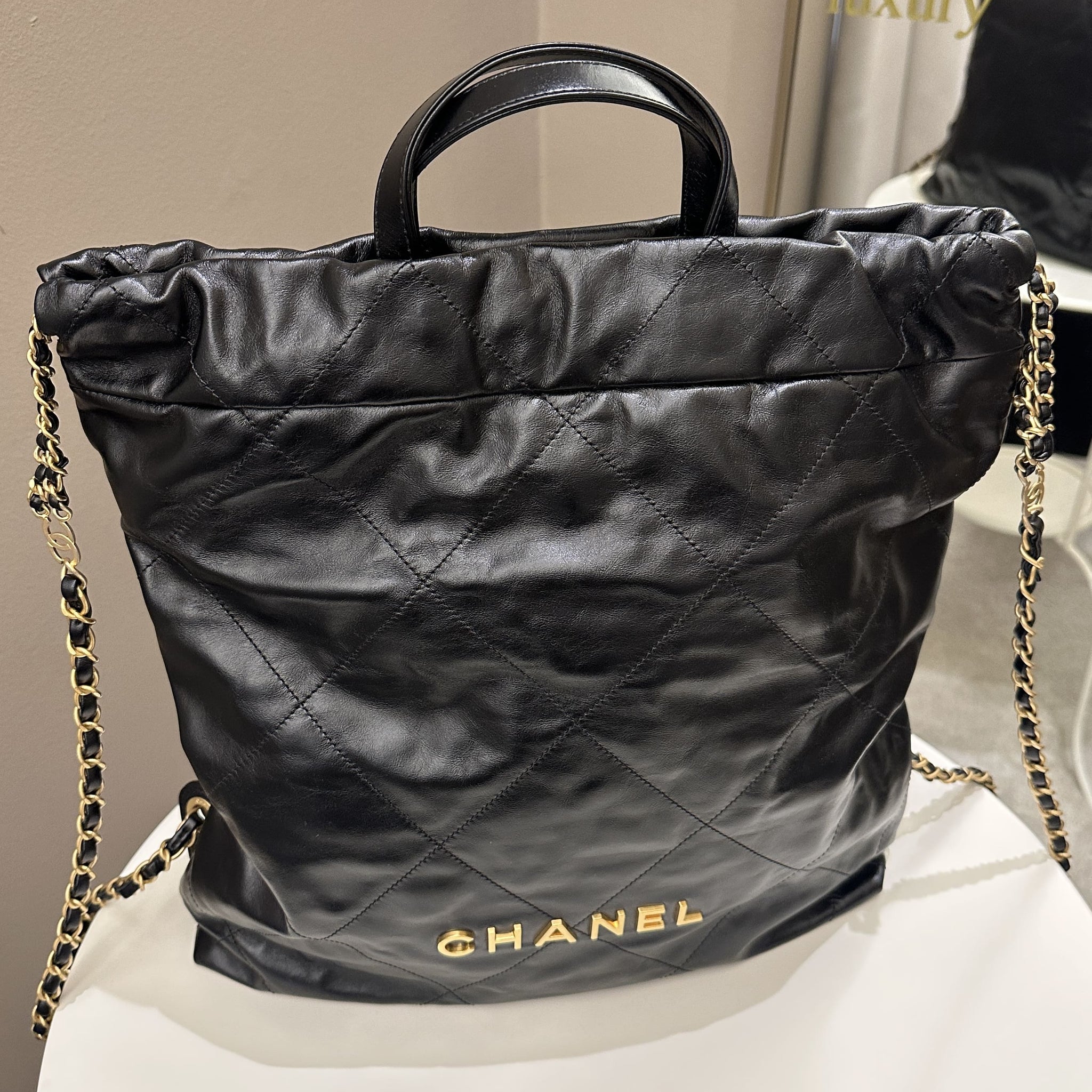 Chanel 22 Backpack Black Calfskin