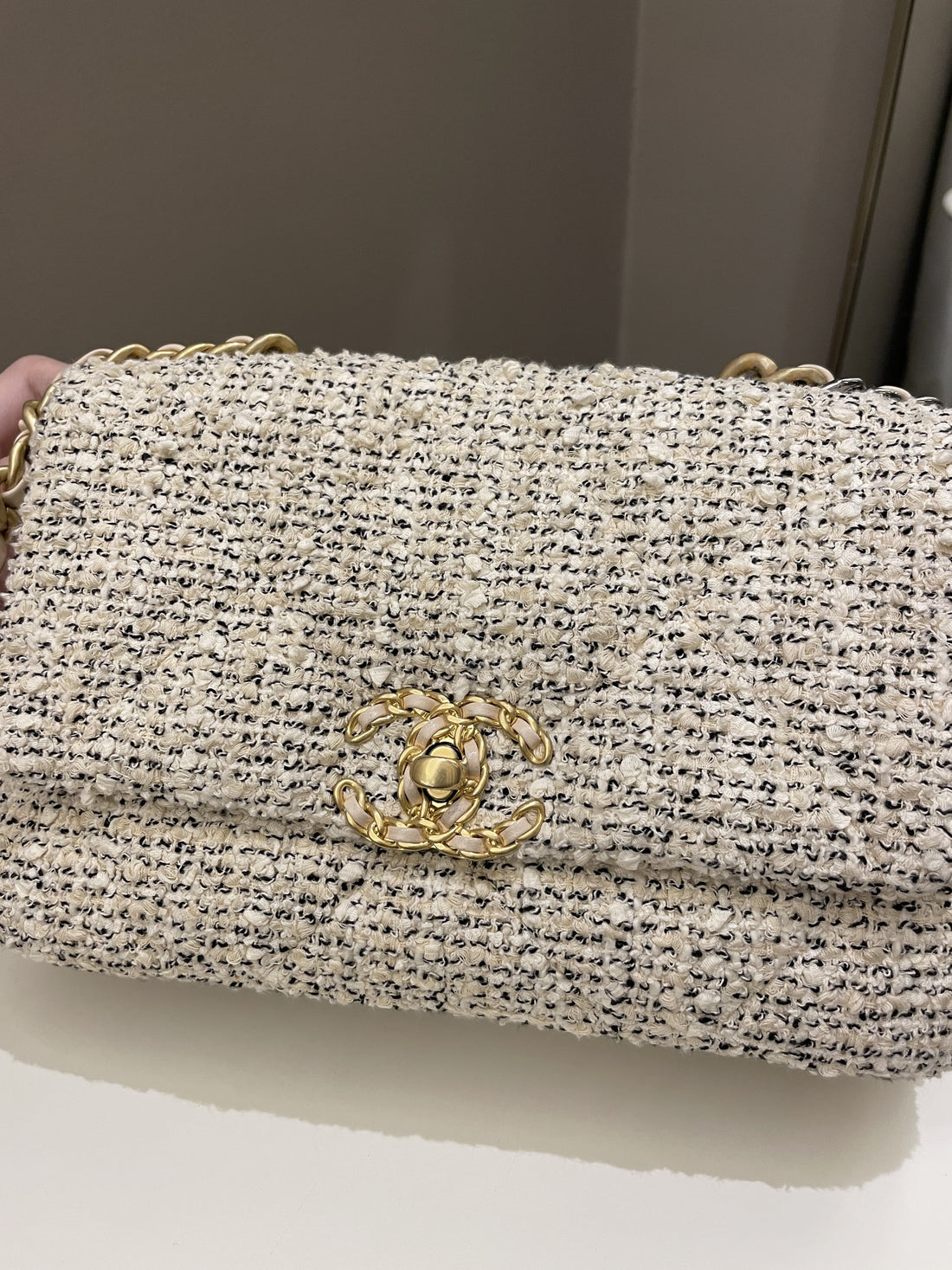 Chanel 19 Flap Bag Cream Tweed