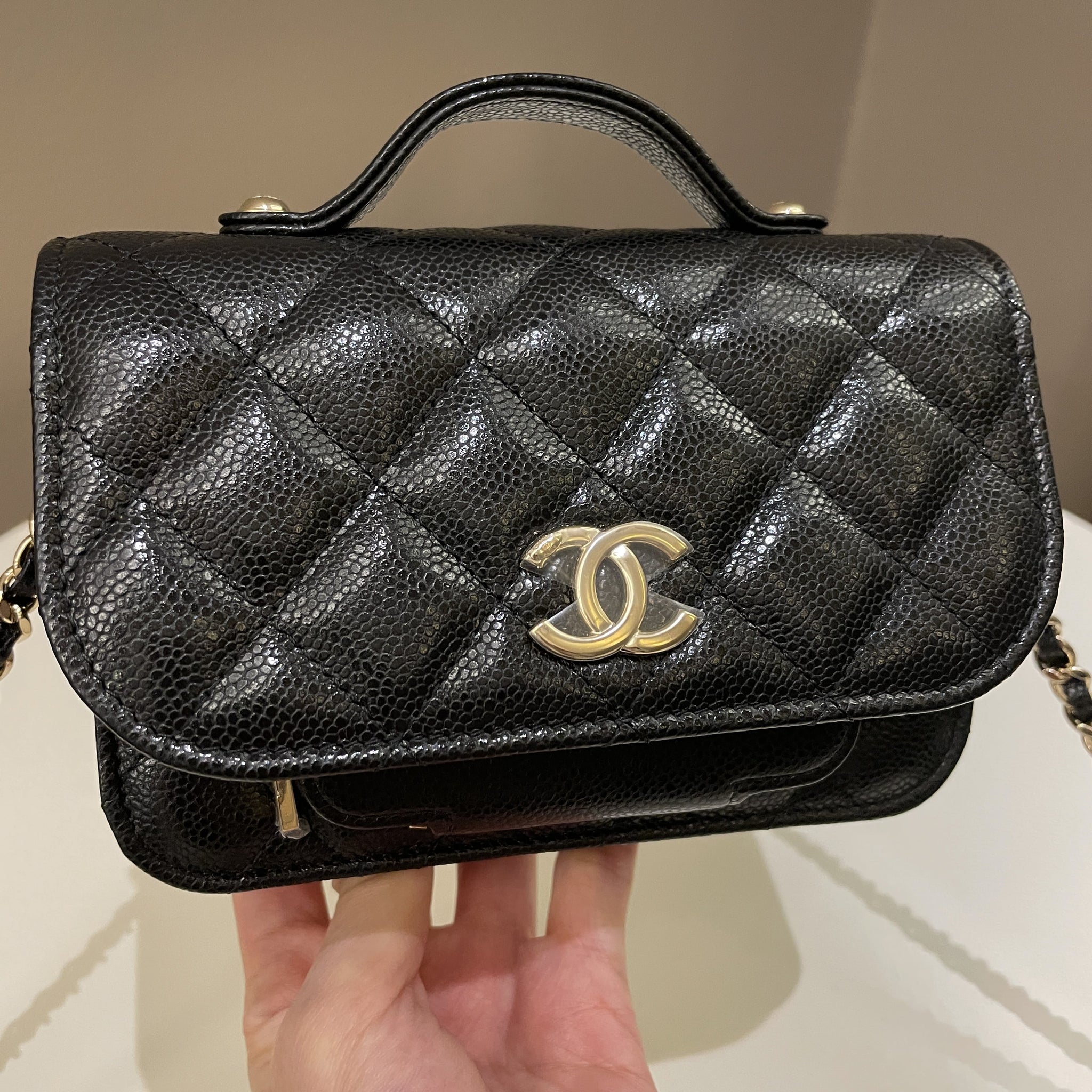 Chanel Business Affinity Clutch On Chain Black Caviar