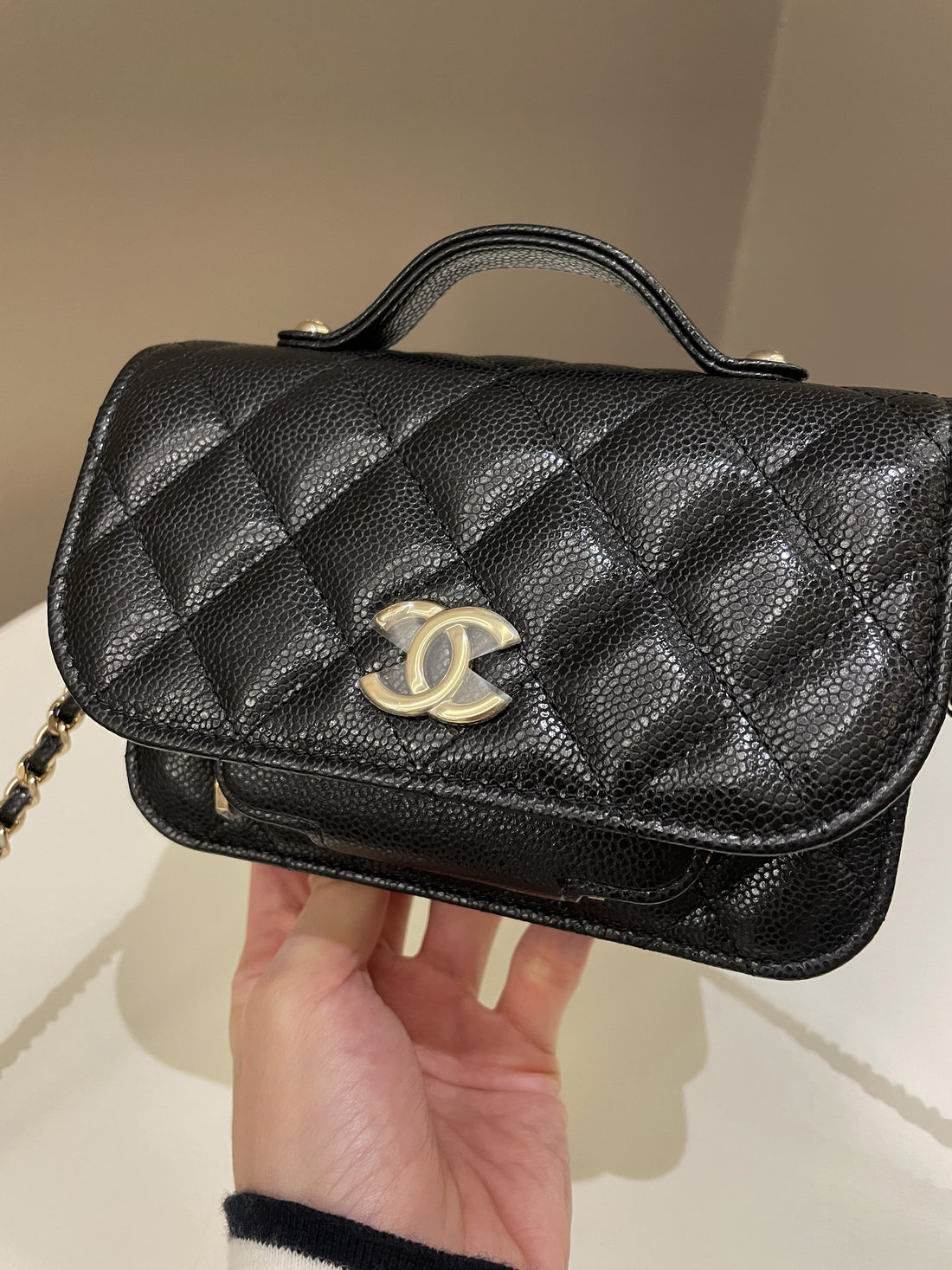 Chanel Business Affinity Clutch On Chain Black Caviar