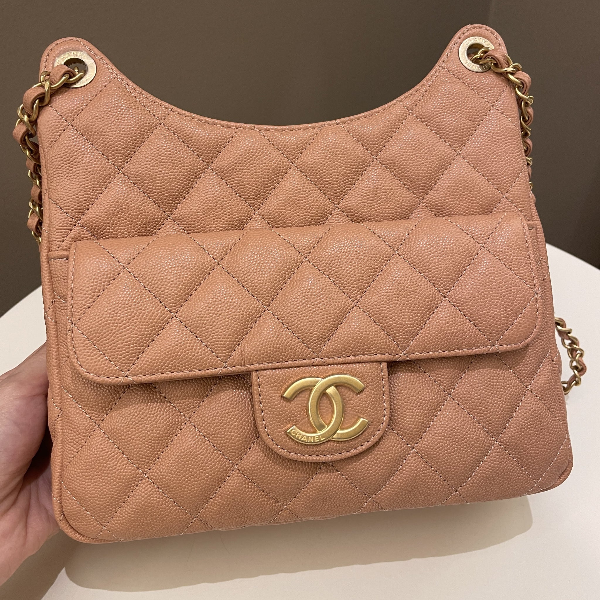 Chanel 23P Hobo Bag Caramel Caviar
